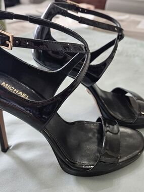 Michael Kors Black Patent Leather Strappy High Heels